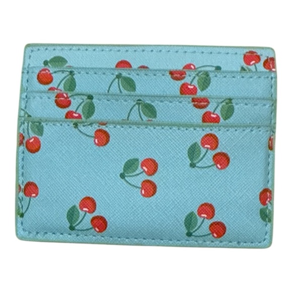🧡 5 for $25 🧡 Cherry Print Card Holder - Blue - Picture 1 of 2
